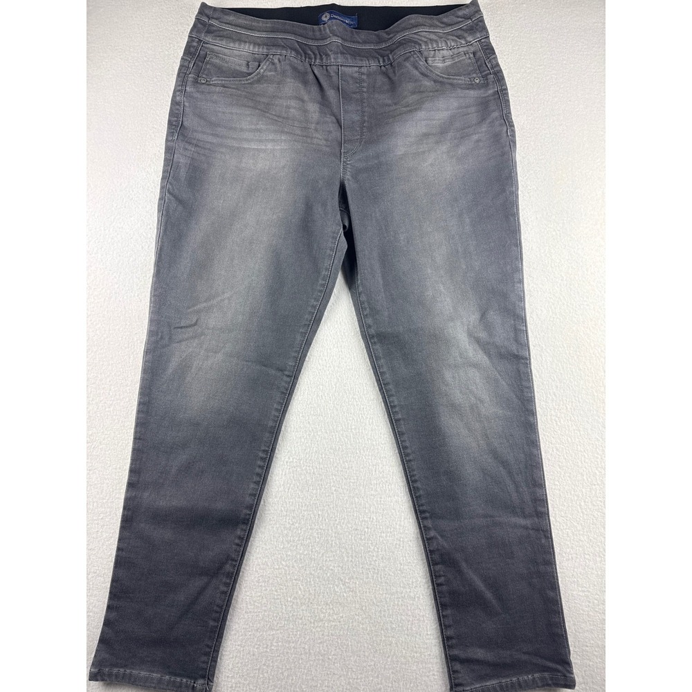Democracy "Ab"solution" Gray Wash Denim Jeans Women's Size 16 Elastic Waist